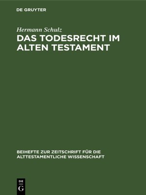 cover image of Das Todesrecht im Alten Testament